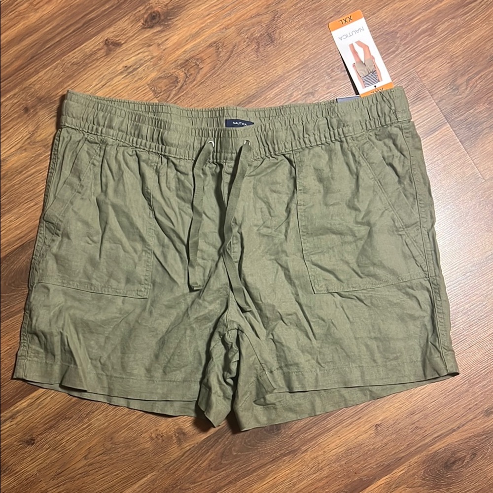Nautica Green Athletic Shorts with Drawstring Waist